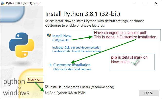 python pip install windows